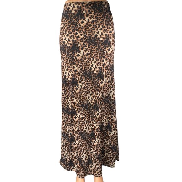Princess Polly Emily Brown Animal Leopard Print Pull On Maxi A-Line Skirt Size 8 - Picture 1 of 5